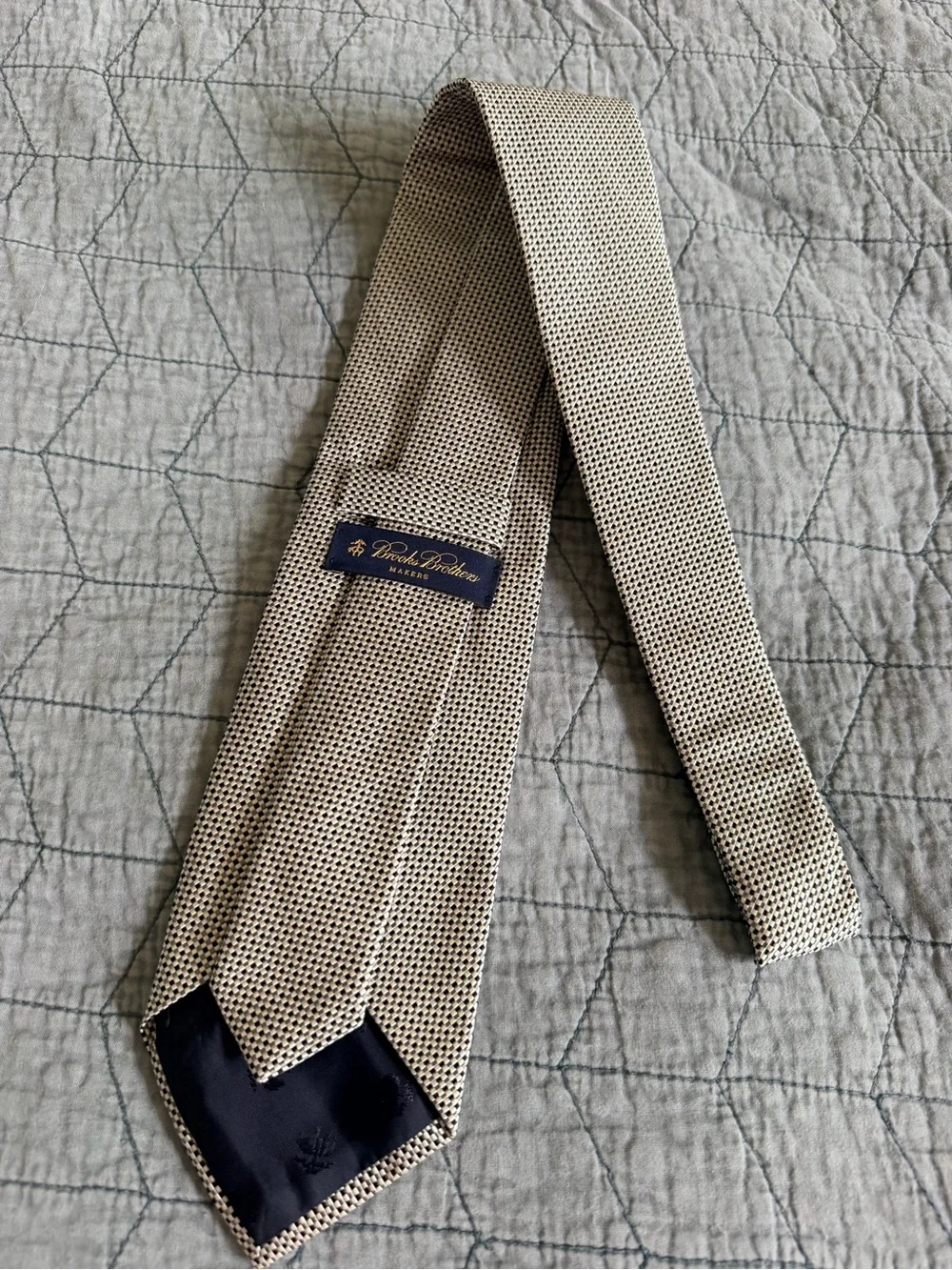 Brooks Brothers Blue Floral Dot Silk Tie & Beige Textured Silk Tie